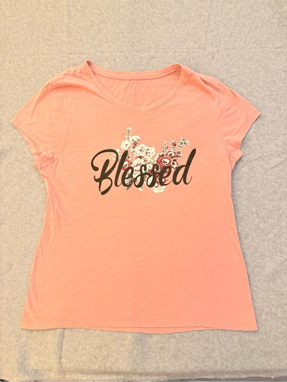 Blessed Floral Graphic Tee Pink Short Sleeve Womens Christian Shirt